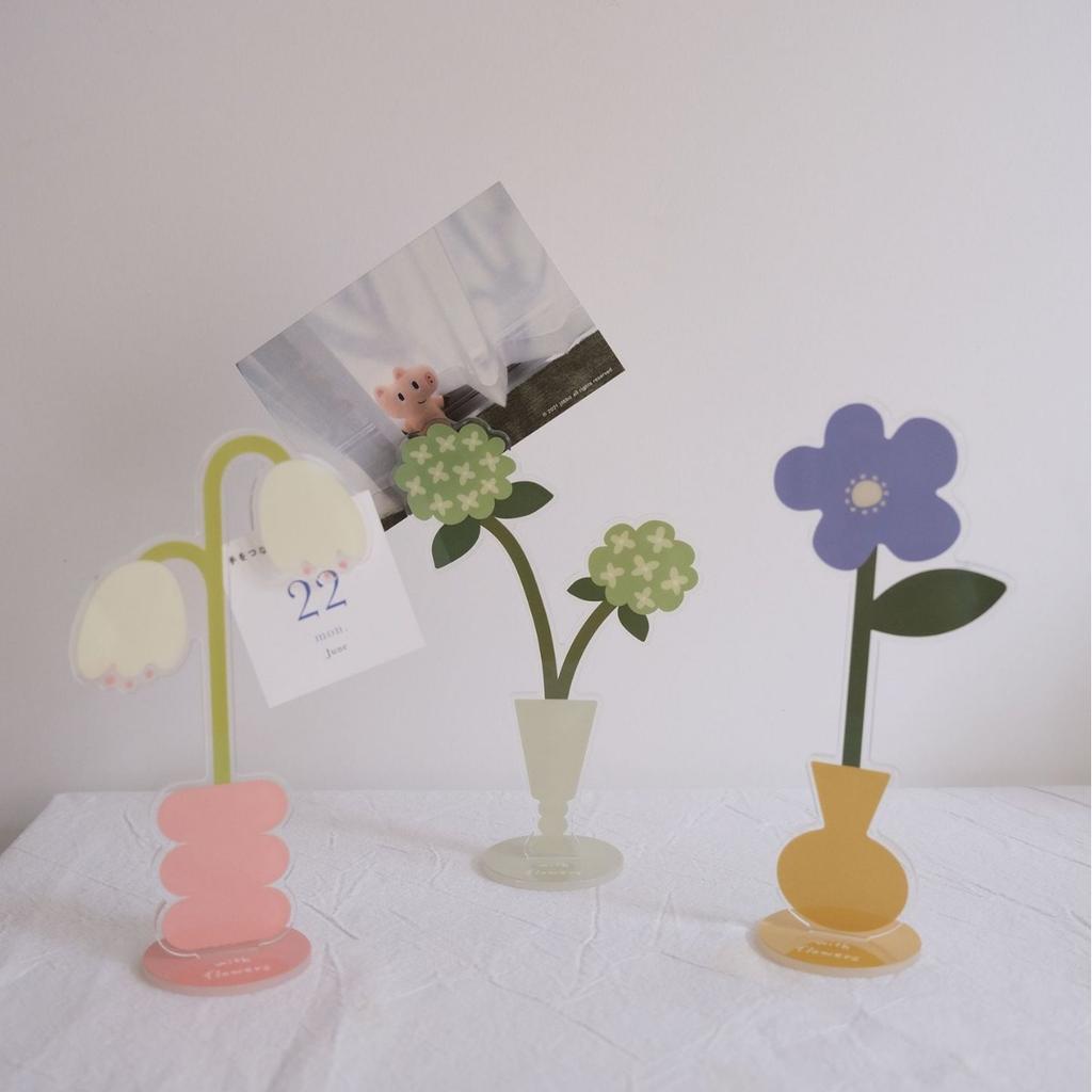 Creative Flower Acrylic Card Holder Memo Clips Cute Photocards Holder Display Stand Korean Stationery Office Desk Organizer