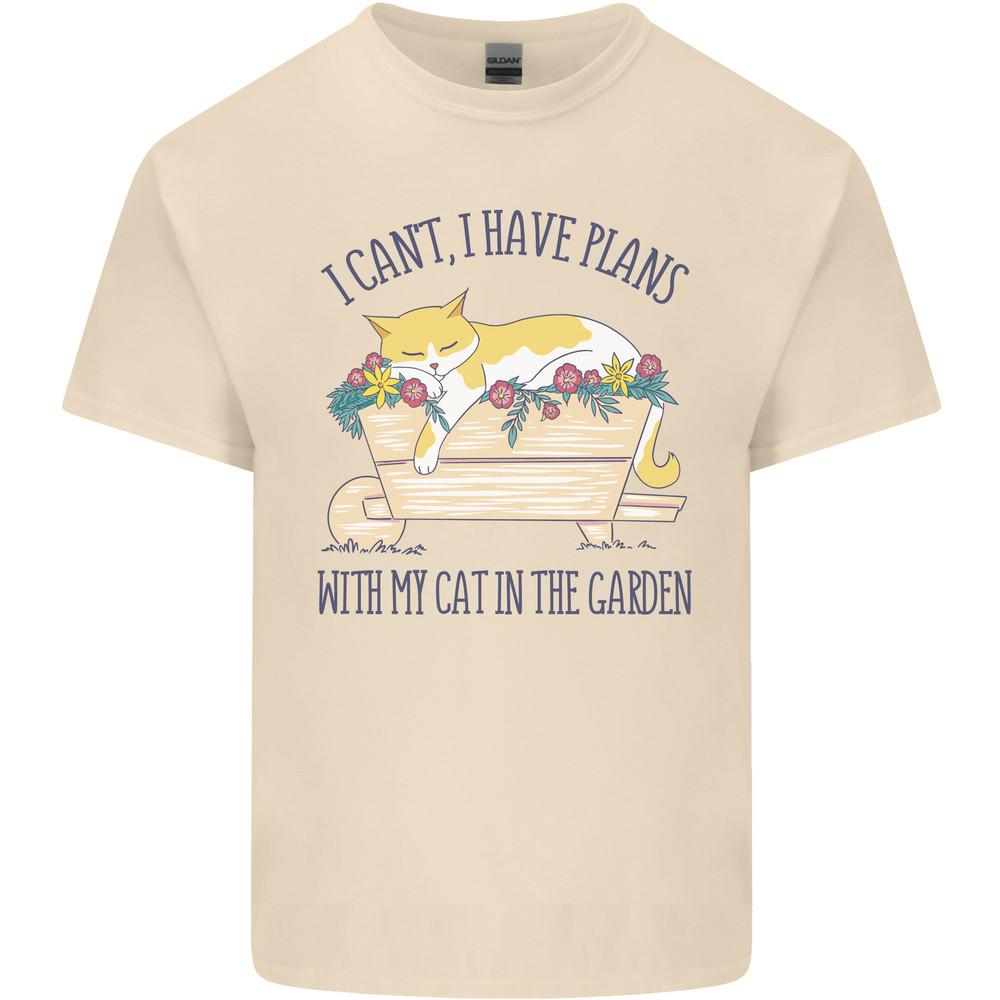 Plans With My Cat in the Garden Gardener Mens Light Cotton T-Shirt Unisex T-Shirt XXXXL