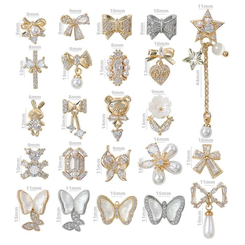 10 bucăți Fluture Zircon Decor unghii Bijuterii Zircon Cristal Perle Pandantiv Manichiura Strass de înaltă calitate Accesorii