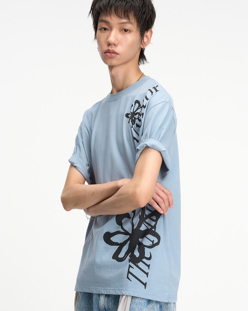 THEMUSEUMVISITOR Flower Overfit T-Shirt (Dead Blue)