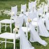 10/50 stk 75x200cm Hvite Bryllups Tyll Stolsløyfer babyshower Fest Bryllups Oppsett Buedekor Hagefest Trappedekorasjon