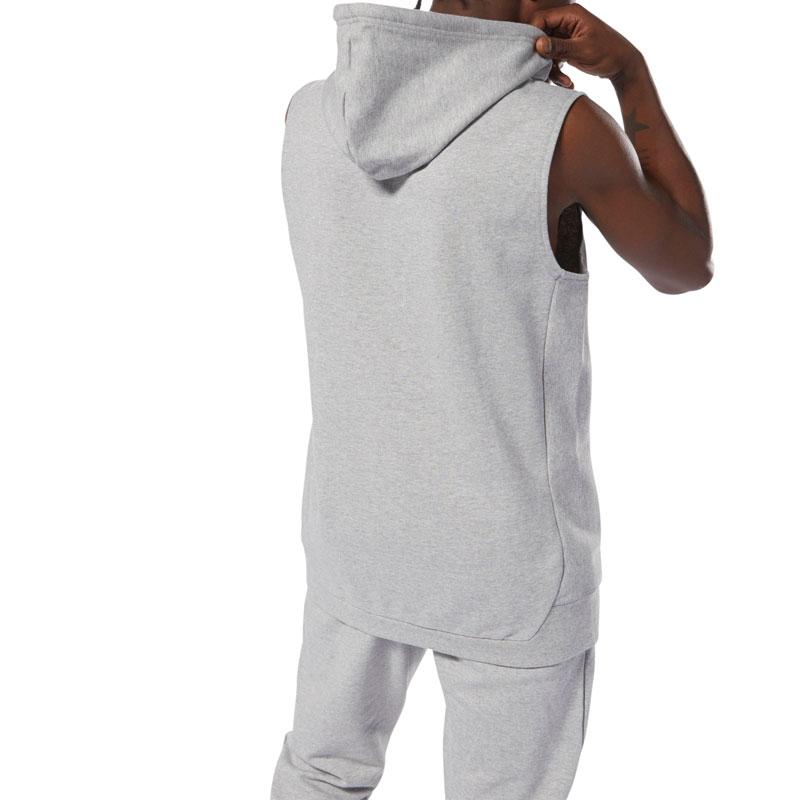 Reebok Solid Color Hooded Sleeveless Sweatshirt Men sweatshirt Gray D96029