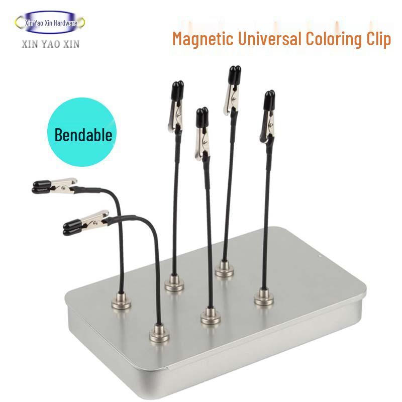 Universal Bendable Magnetic Base with Soft Tip Alligator Clips for Model Coloring