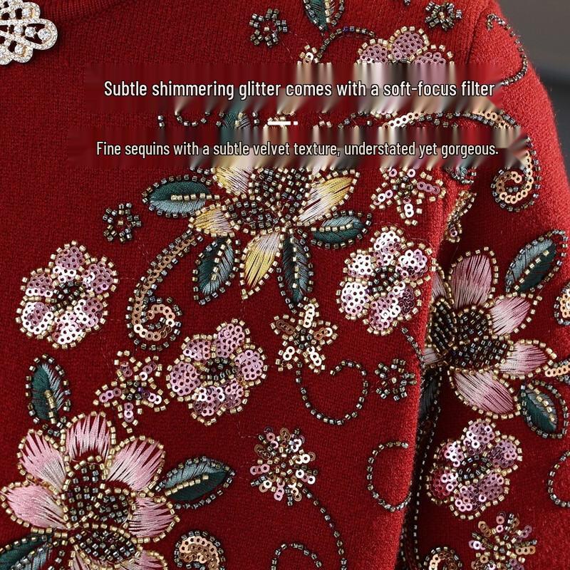 Women's Neo-Chinese Style Knitted Cardigan Set
