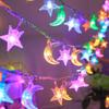 LED Colorful Star and Moon Decoration Atmosphere Lamp String Fairy Decoration Hanging Lamp for Home Garden Camping and Gathering