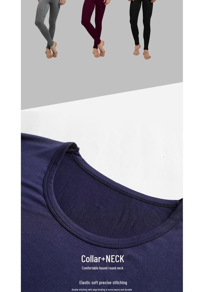Men's Modal Autumn Base Layer Set: Plain Warm Long Underwear & Sweater - Plus Size for Cold Protection