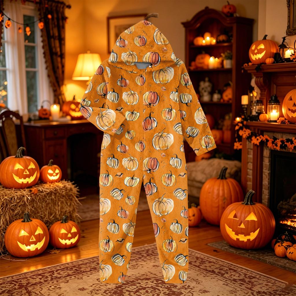 Women's Halloween Flannel Loungewear Jumpsuit