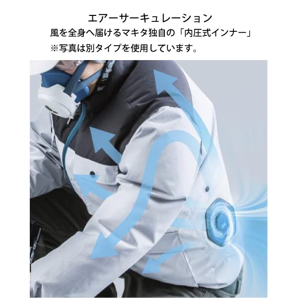 Makita Rechargeable Fan Highly and Breathable Navy Size L Vest, Water-Repellent Fabric, Blue, (FV212DZN)