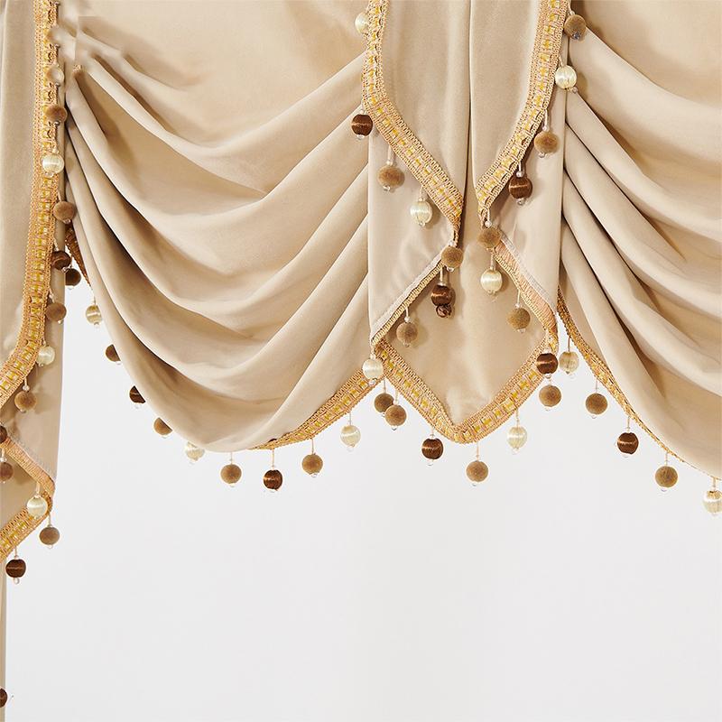 European Style Tassel Valance Velvet Short Curtain Double Wave Curtain Head Pelmet Living Room Bedroom Hotel Windows Swag