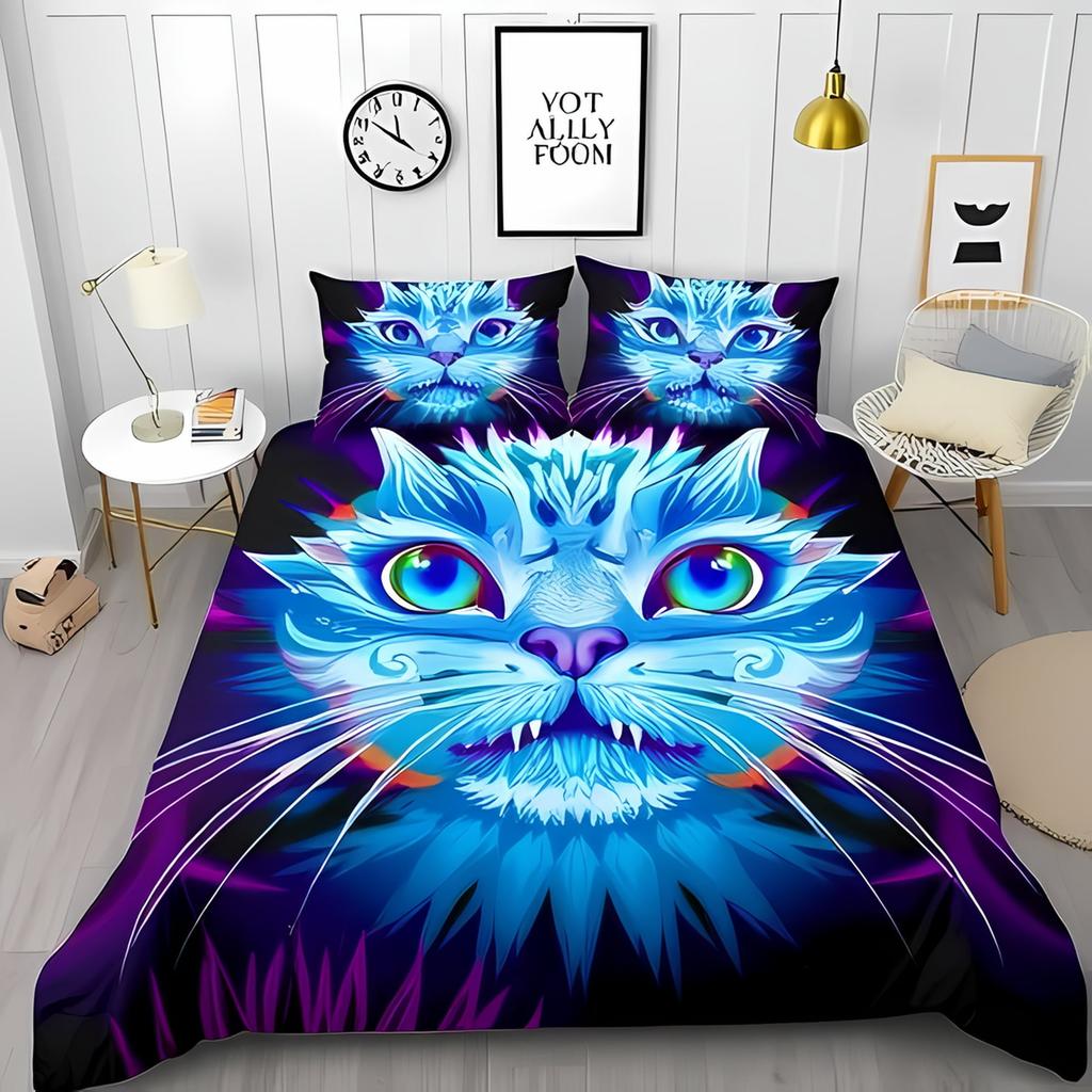 Comforter Cat Bedding Set Printed Suitable Children Kids And Adults Warm Soft And Breathable