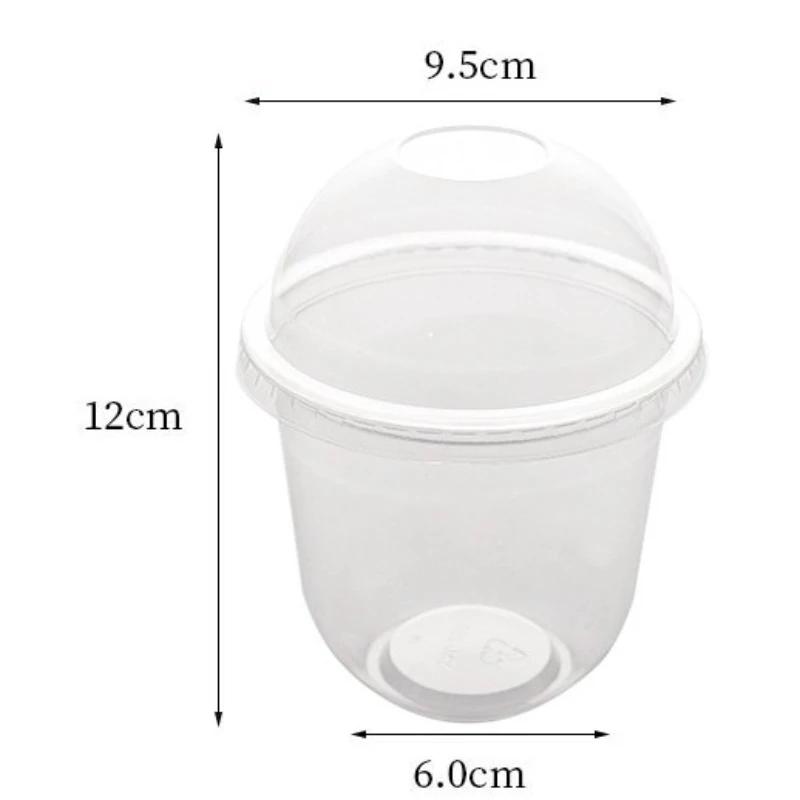 50pcs Disposable Mousse Cups Cake  With Lid Clear Plastic Pudding Jelly Dessert Yogurt  Party Favors 360ML