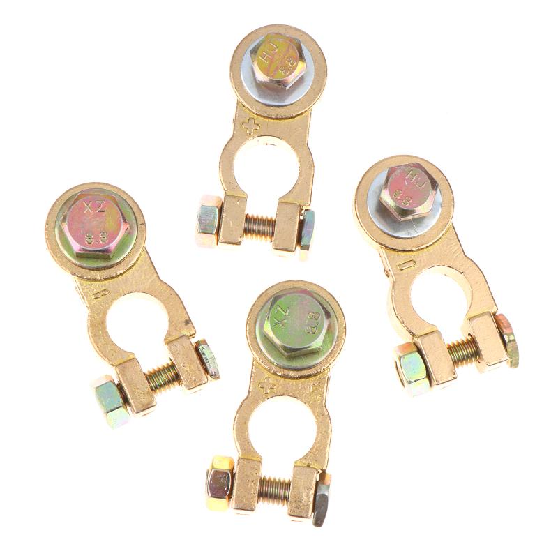 2Pcs M8 M10 Car Battery Terminal Wire Clamps Brass Positive Negative Top Post Connectors Battery Terminal Clips