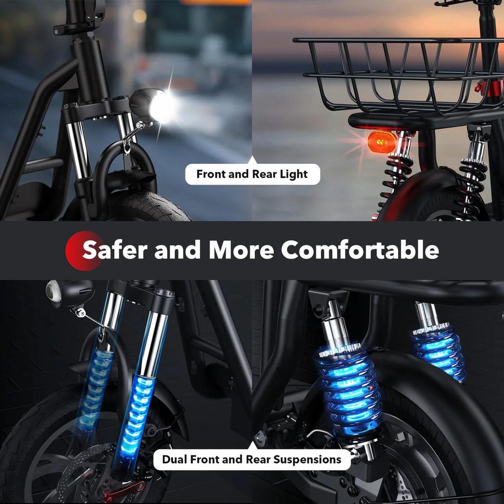 Electric Scooter iScooter i12 500W Motor 36V 7.5AH Full Suspension Top Speed 25Km/h Max Range 35Km Black