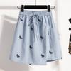 DIMANAF 2026 Spring Summer Plus Size Women Skirt Pants Elastic Waist Oversize Loose Casual Shorts Cotton Print Plaid
