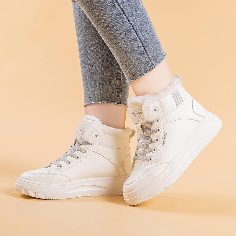 2025 new winter high-top thick baseplate shoes non-slip, wear-resistant and warm casual shoes women's velvet thickened cotton shoes