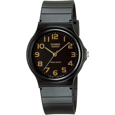 CASIO Analog Watch, Cheap Casio MQ-24-1B2L, Urethane Strap, Unisex, Black & Gold Arabic N...