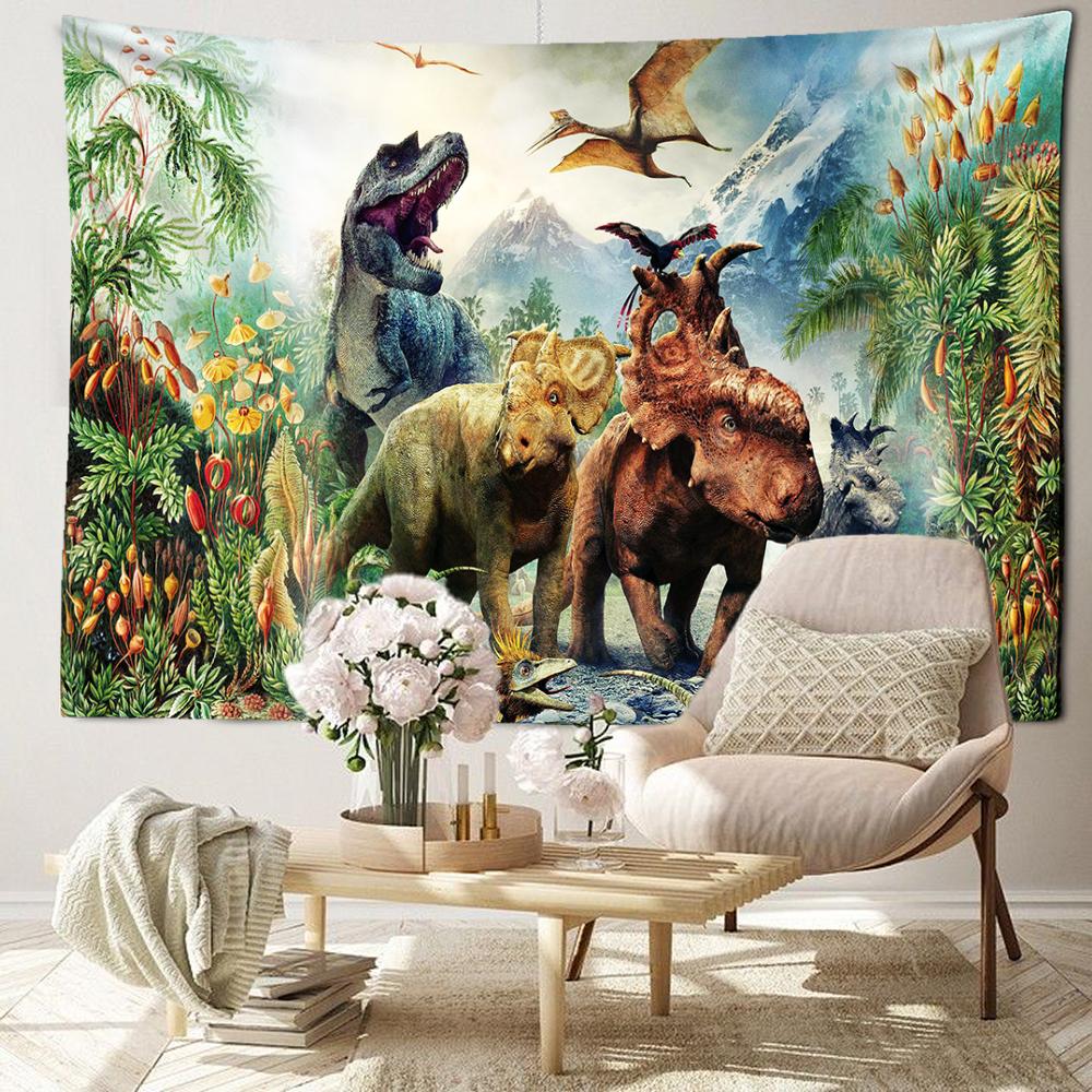 Uralter Wald Dinosaurier Wandteppich Wandbehang Abstrakte mysteriöse Kunst Hexerei Hippie Tapitz Wohnzimmer Schlafzimmer Wohnkultur