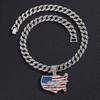 American Flag Drip Oil Full Diamond Alloy Pendant American Independence Day Hip Hop Necklace Men's Necklace Jewelry