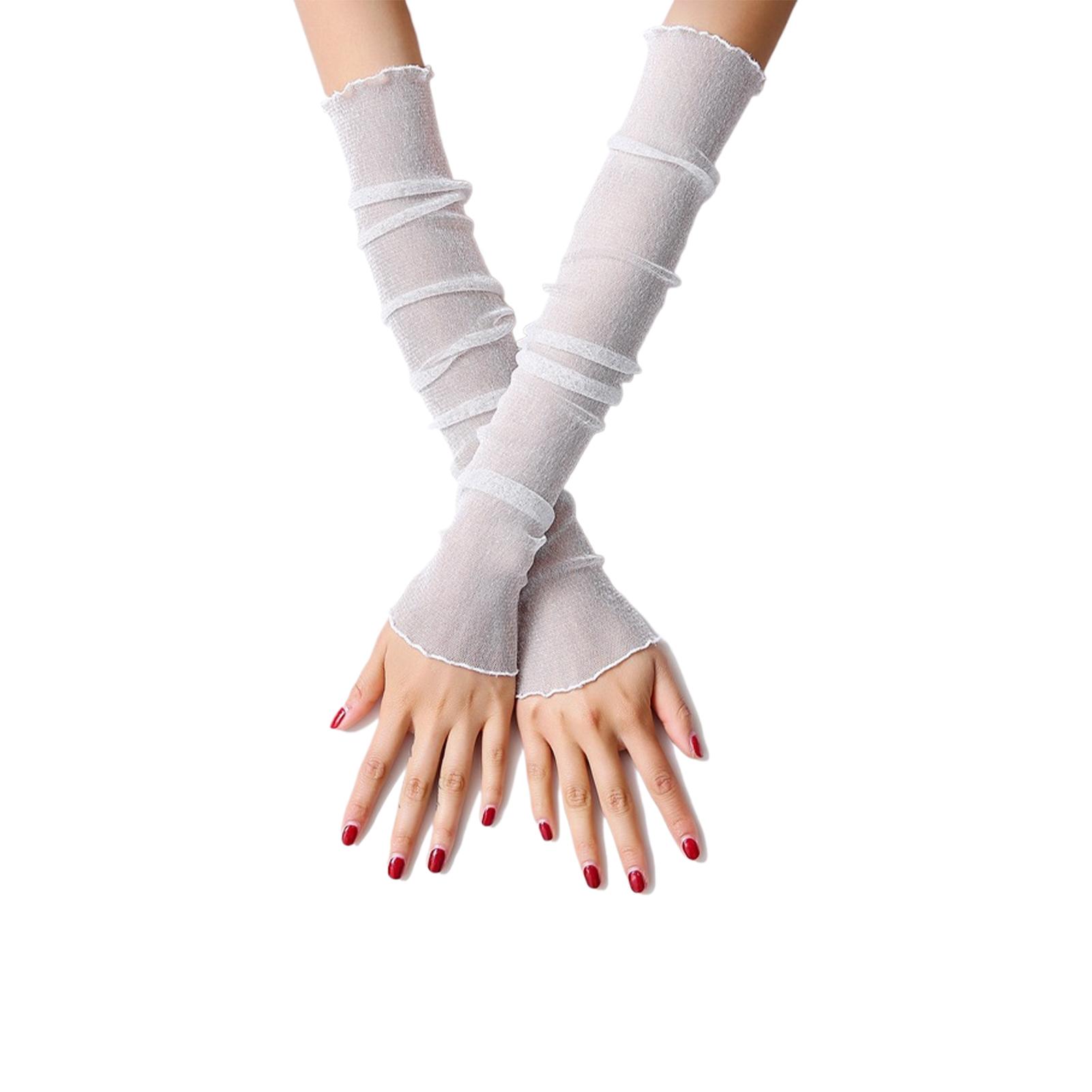 

Модные перчатки, устойчивые к солнцу, для комфортного утепления рукавов, сетчатые утеплители для рук, солнцезащитные рукава, лето белый