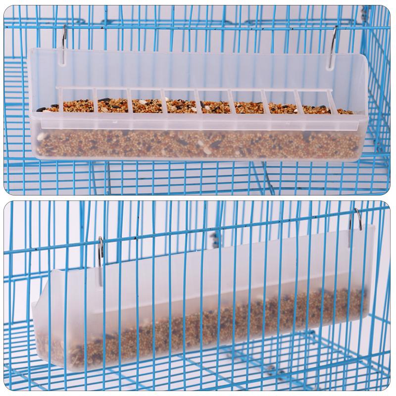 10Hole Bird Food Box Plastic Hangable Detachable Bird Feeding Trough White Bird Food Bowl WIth Hooks Birds Parrots Quails Etc