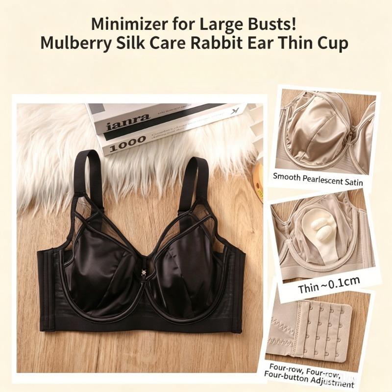 Satin Silk Thin Bra with Soft Underwire To Prevent Sagging and Support Large Busts