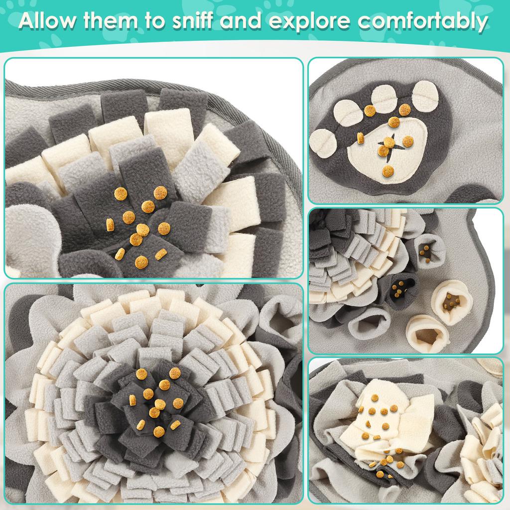 Dog Snuffle Mat Nonslip Pet Foraging Mat with Squeaker Interactive Dog Toy Pad Indoor Pet Supplies Grey Puppy Training Snuff Mat