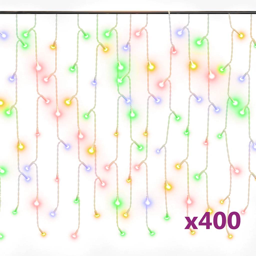 Vidaxl Zasłona Świetlnych Sopli, 10 M, 400 Kolorowych Diod Led