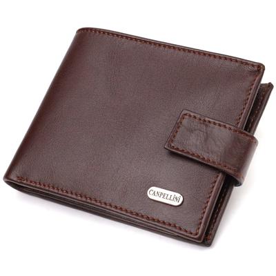 Interesting Horizontal Wallet for Men Made of Genuine Smooth Leather CANPELLINI 21892 Brown