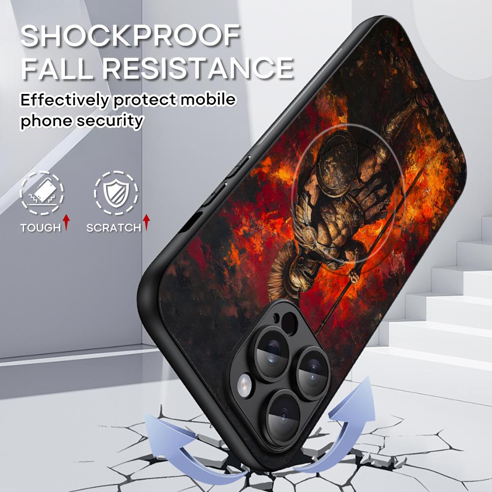 Spartan Warrior Hot Cool Phone Case For iPhone 17 16 15 14 13 12 11 Plus Pro Max  High-end Luxury Magsafe Sheepskin