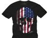 American USA Flag Skull T-Shirt Black S-XXXXXL