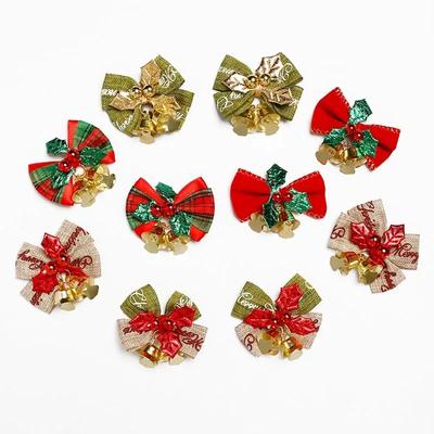 8PCS  Christmas Tree Bow Christmas Ornaments Bell 4 Type Mix DIY Christmas Tree Bows Christmas/Wedding Party Decoration