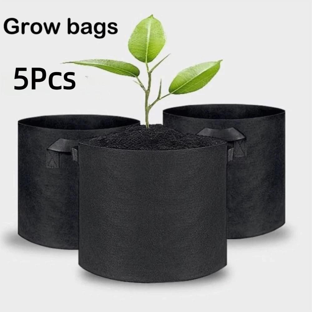 5Pcs Non-woven Fabric Large Grow Bag 2/5/10/15/20/30 Gal Gallon Fabric Pots Outdoor Gardening