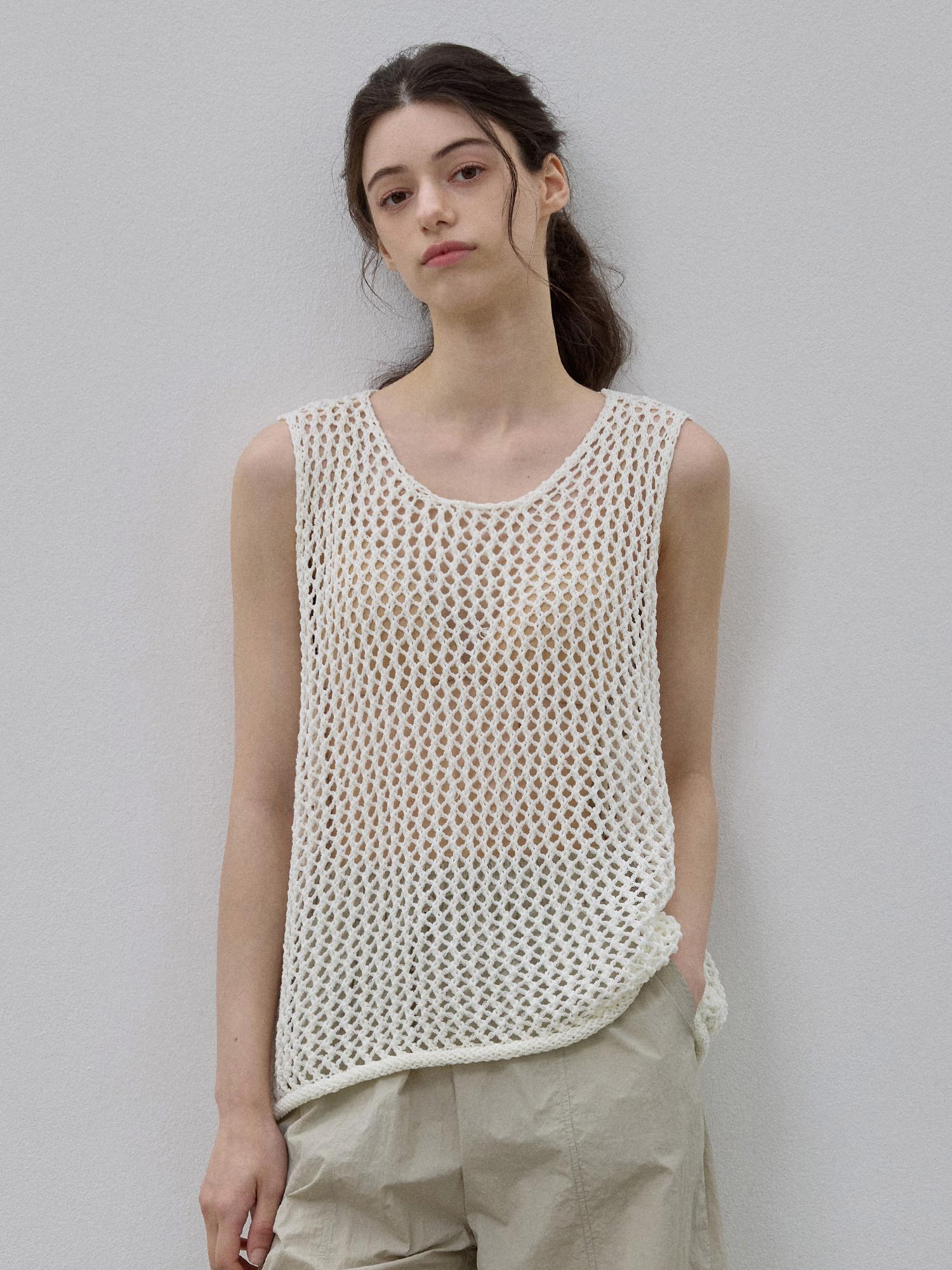 Le Studio Natural Nut Sleeveless Knit Cream Cream/Free