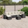 VidaXL Salon de Jardin avec Coussins 8 pcs, Canapés de Terrasse, Ensemble de Meubles de Patio, Mobilier d'Extérieur, Noir 3264442