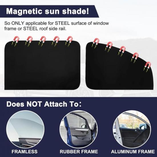 Window Shades Magnetic Suedette - Back Seat 2pcs Black-Suedette Back Seat 2pcs