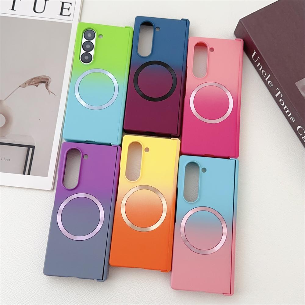 Custodia Magnetica Bicolore a Gradiente in Silicone Liquido per Samsung Galaxy Z Fold 7 6 5 4 Zfold3 Custodia per Ricarica Magsafe