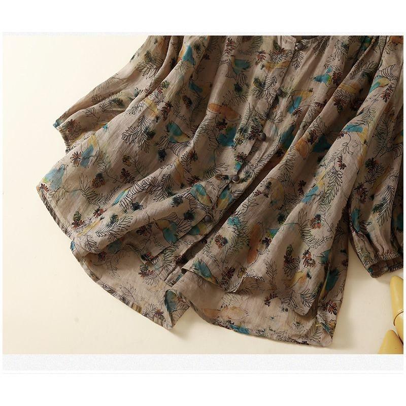 Fashion Retro 2025 New Printed Lace Shirt Feminine Loose Baby Baby Sweater Button Splicing Cardigan