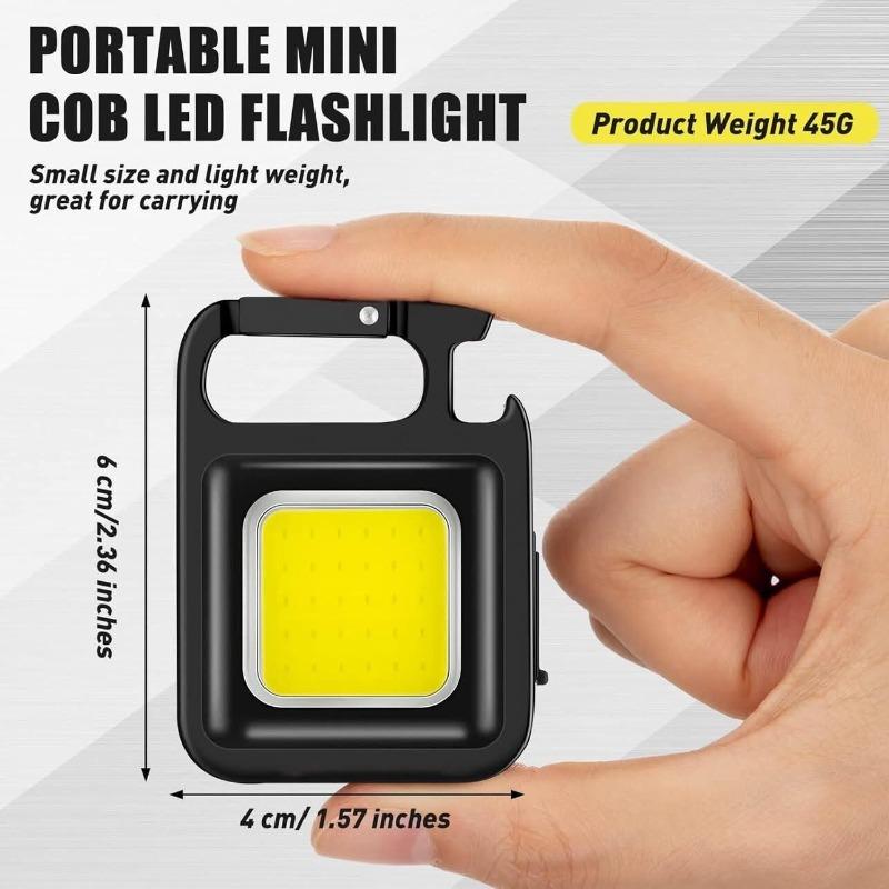 Mini LED Flashlight COB Rechargeable USB Multifunctional Outdoor Portable Keychain Hiking Work Light Magnet Fishing Camping