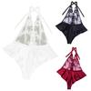 Women Nightdress Halter Neck See-through Lace Off Shoulder Open Crotch Bodysuit Sleeveless
