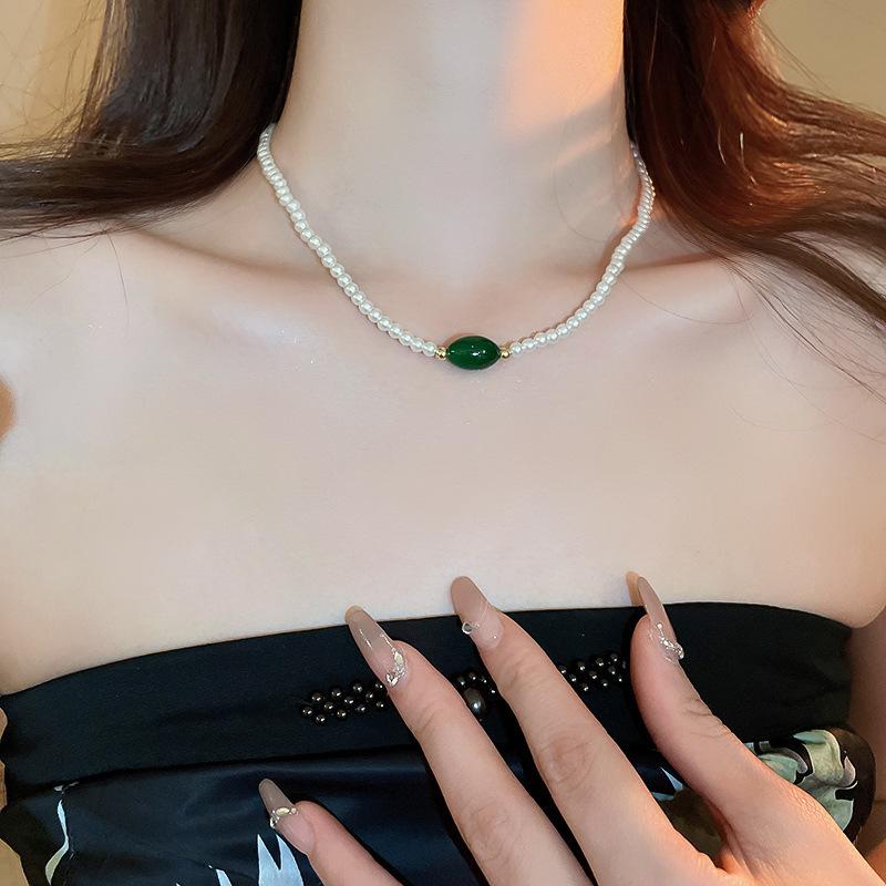 

Ожерелье из тыквы из рисовых бусин, ретро, с индивидуальным дизайном, цепочка для ключицы, нишевая модная темпераментная вещь, украшение