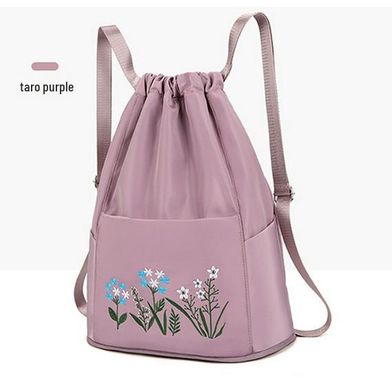 Casual Embroidered Folding Gym Backpack - Large Capacity, Wet/Dry Compartments, Ideal for Short Trips and Sports.