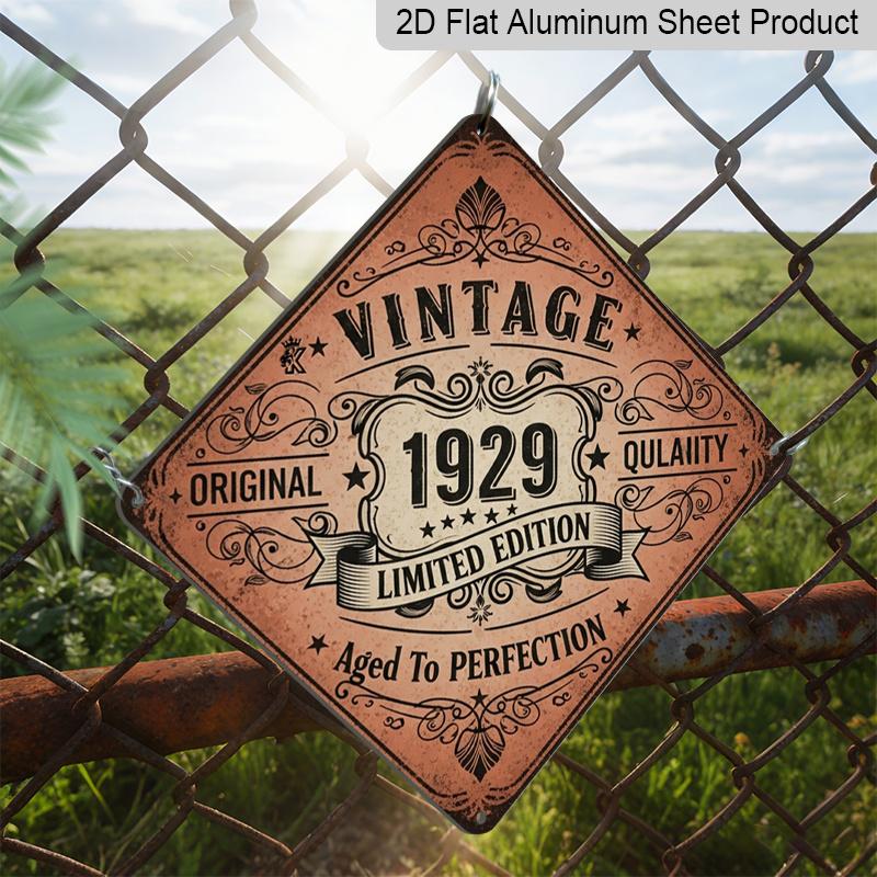 2D Flat, 1pc Suitable for Home & Shop Wall-Mounted Retro Sign - Vintage 1929 Limited Edition Ornate Industrial Plaque, Metal Decor for Diner, Cafe