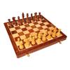 18 Inches Wooden Handmade Foldable Chess Board Set with Non-Magnetic Pieces and Extra Queens for 2 Players Kids and Adults