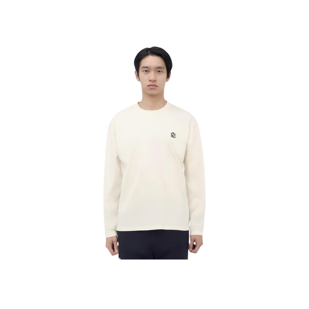 New MLB Base Logo T Shirts Unisex Cream 3ATSB0124-50CRS