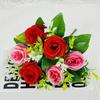 Artificial Roses Flowers 6 Heads Faux Silk Flower Bouquet with Leaves for Bridal Bouquet DIY Arrangement Wedding Party Home Living Room Table Decor