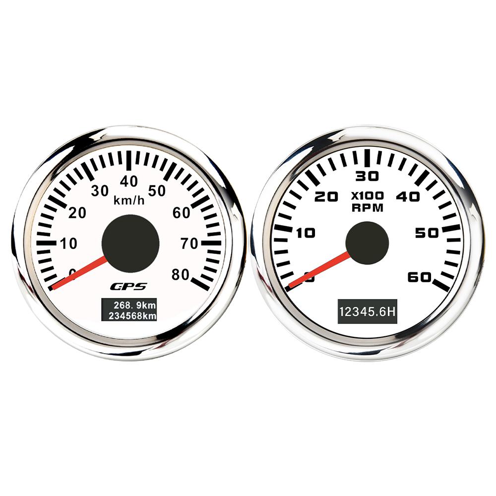 ELING 52mm 2 Gauge Set GPS Speedometer 30 60 80 120 200 Km/h 3K 4K 6K 8K RPM Tachometer with Backlight for Car Boat Truck