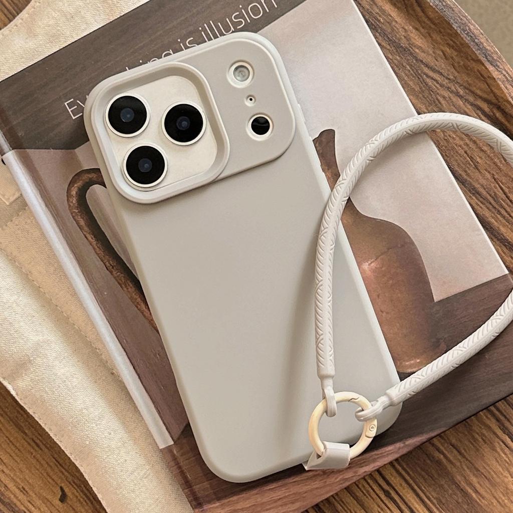 Ins Solid Color Simple Iphone17pro Max for 15 iPhone Case 16 Premium Silicone Hand Rope 13 Soft