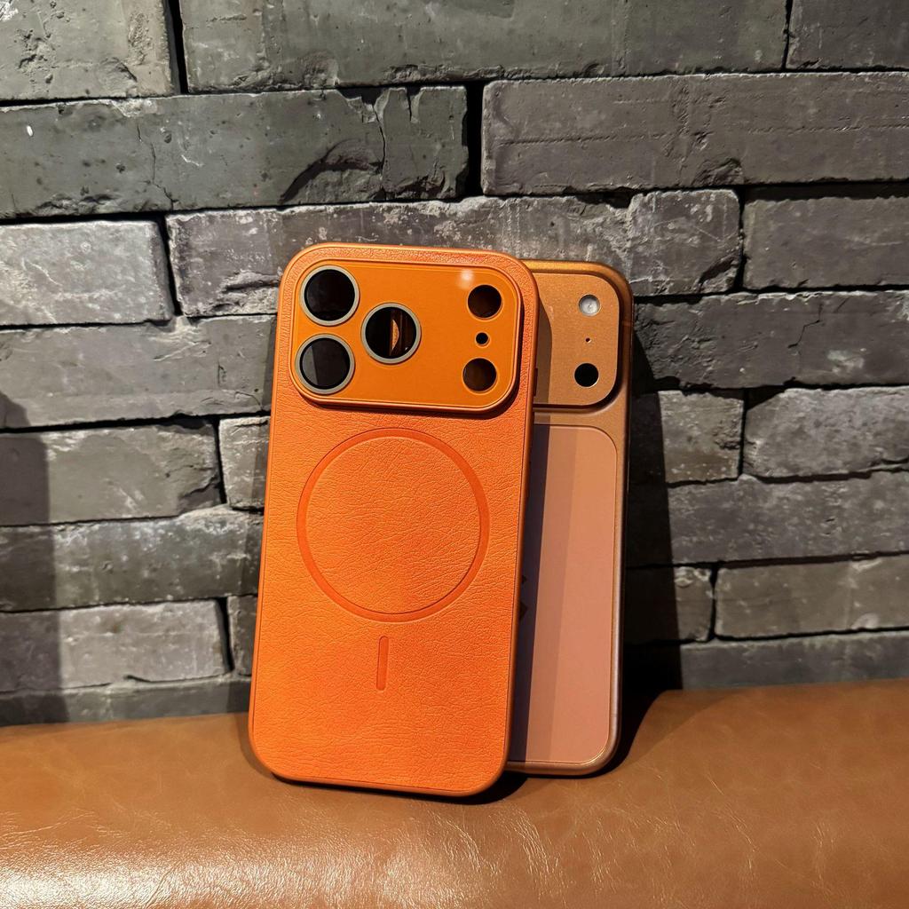 Magnetic Leather Texture Phone Case with Lens Film for iPhone 16 Pro Max