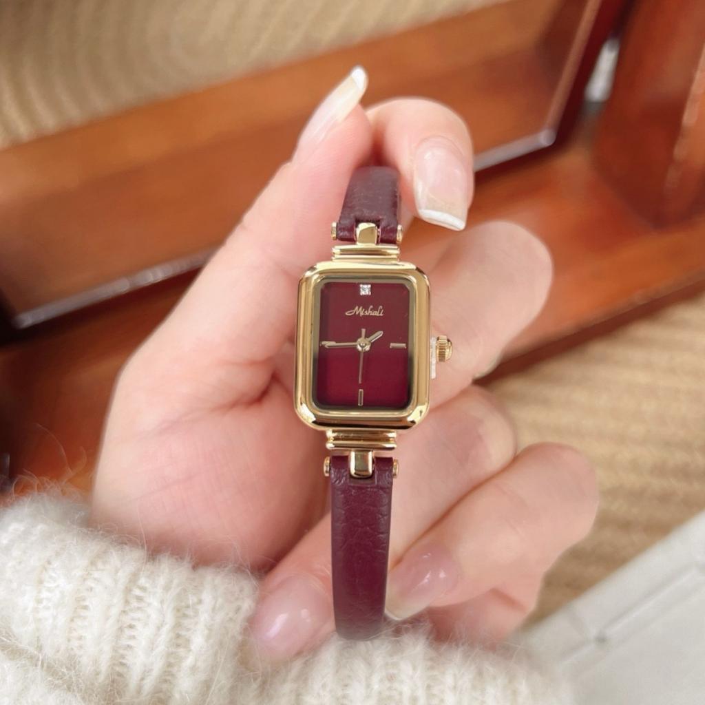 Ankola Red Rectangular Belt Watch Small Dial Women'S Watch Light Luxury Retro Simple