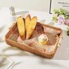 Multi-Use Pp Woven Storage Basket With Wooden Handle Modern Rectangular Shallow Bin For Living Room Bedroom Kitchen Hotel Servic